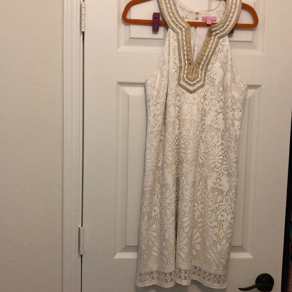 Lilly Pulitzer Dresses & Skirts - Lily Pulitzer white/gold dress size 10